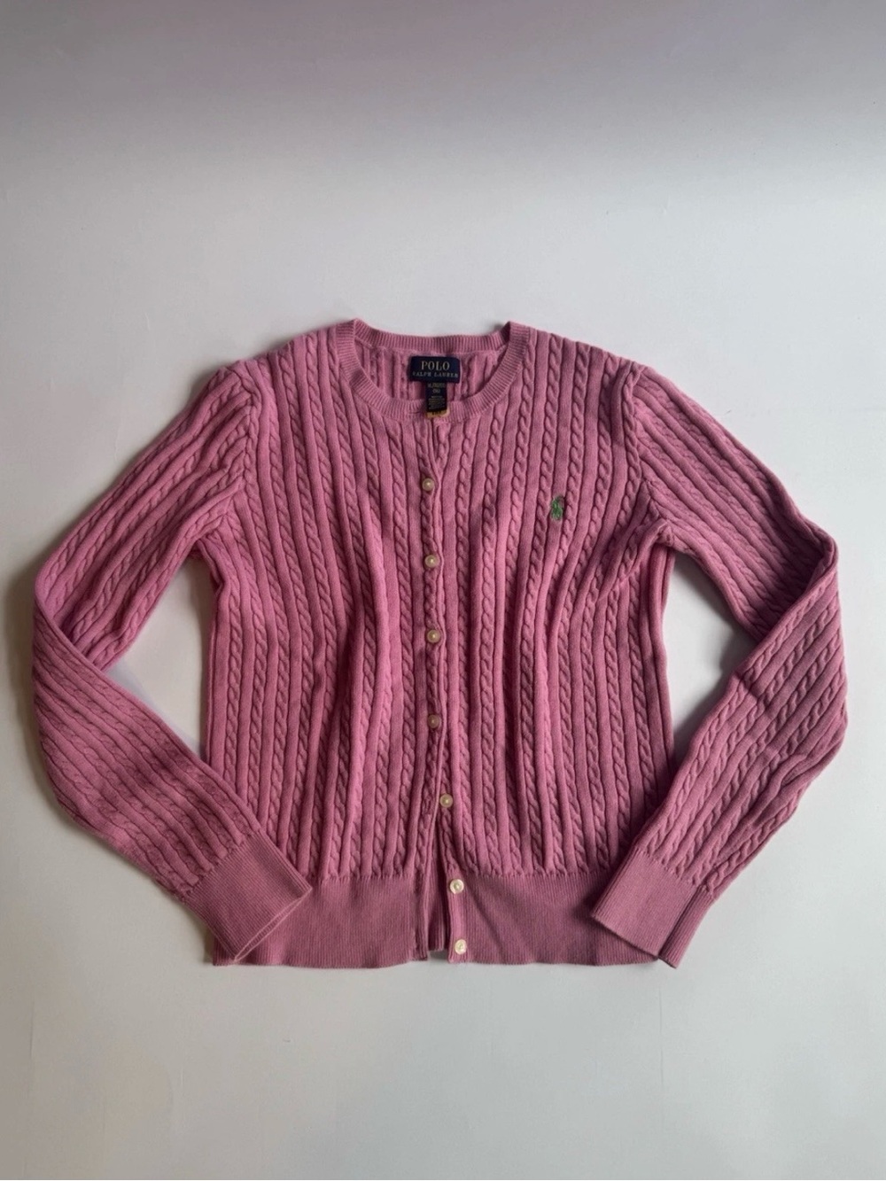 Polo Ralph Lauren Girls Cable Knit Sweater Pink Size XL (16) Long Sleeve